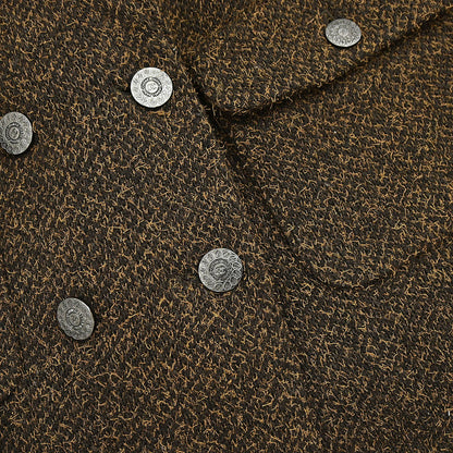 Chanel 1997 Double Breasted Tweed Jacket Brown #44