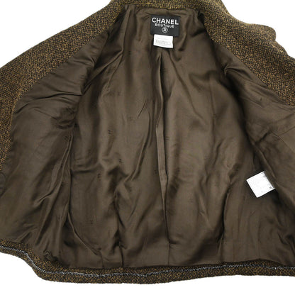 Chanel 1997 Double Breasted Tweed Jacket Brown #44