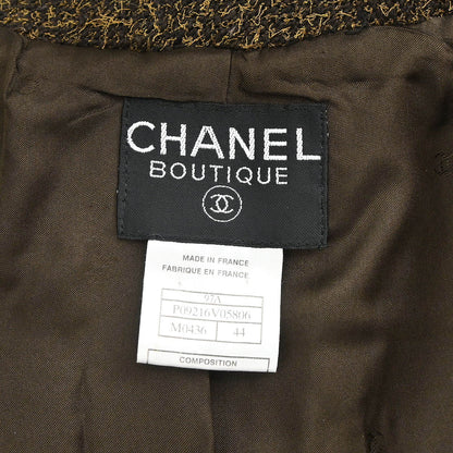 Chanel 1997 Double Breasted Tweed Jacket Brown #44