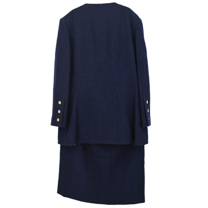 Chanel 1991 Setup Suit Jacket Skirt Navy #42