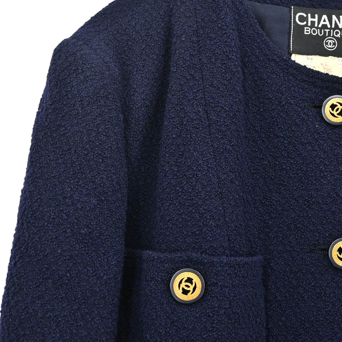 Chanel 1991 Setup Suit Jacket Skirt Navy #42