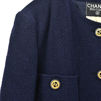 Chanel 1991 Setup Suit Jacket Skirt Navy #42