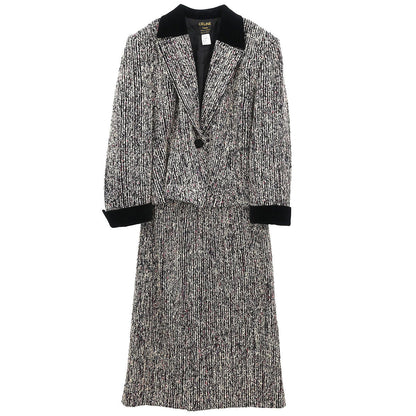 Celine Setup Suit Jacket Skirt Black #44