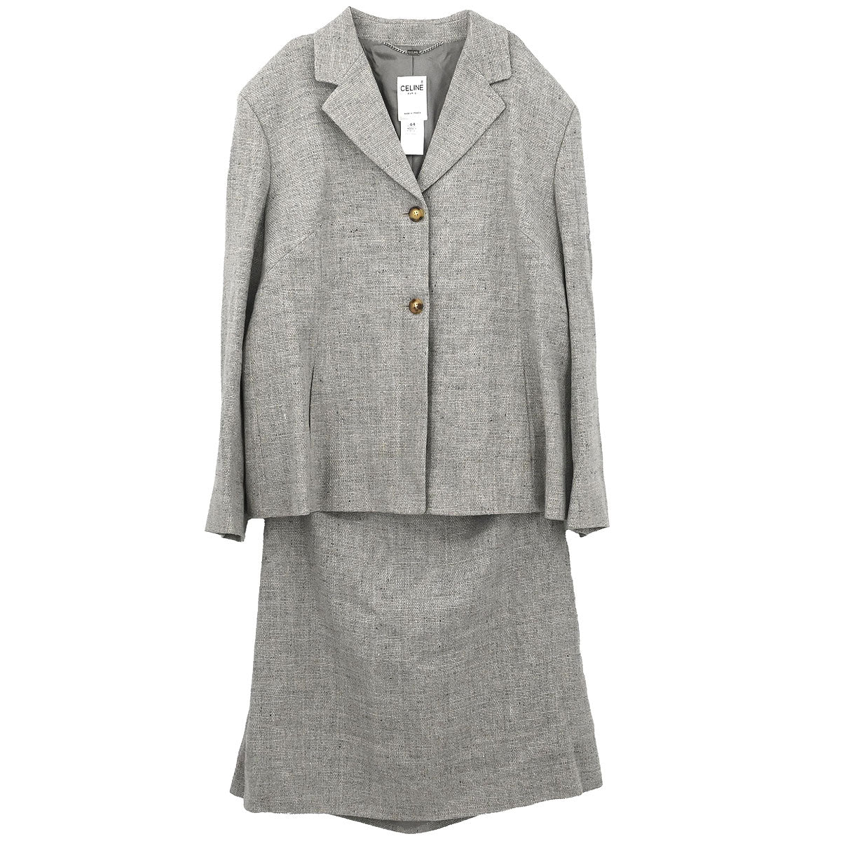 Celine Setup Suit Jacket Skirt Gray #44