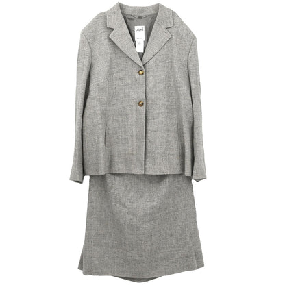 Celine Setup Suit Jacket Skirt Gray #44