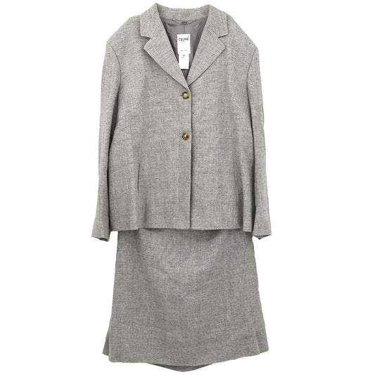 Celine Setup Suit Jacket Skirt Gray #44