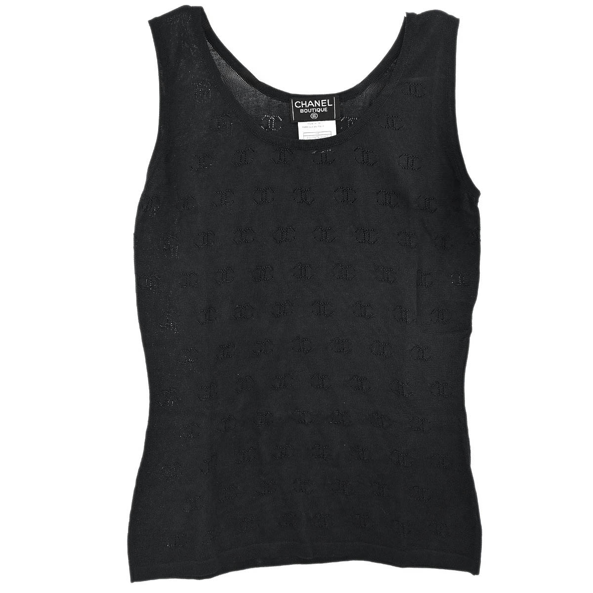 Chanel 1998 Sleeveless Tank Top Black #38