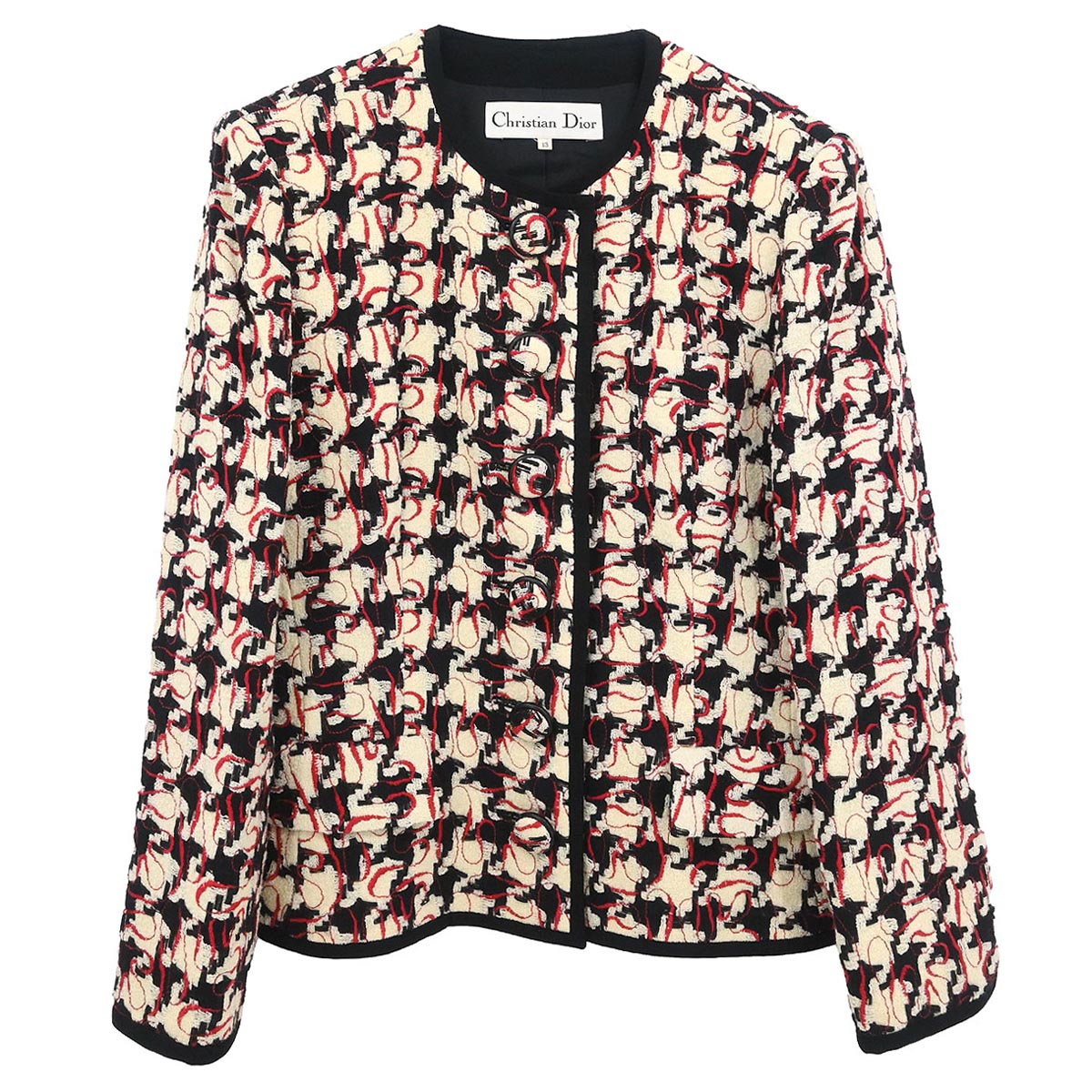 Christian Dior Collarless Single Breasted Jacket White #40–42