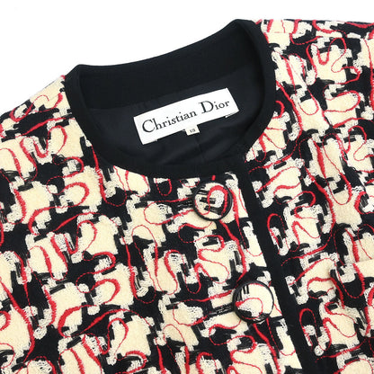 Christian Dior Collarless Single Breasted Jacket White #40–42