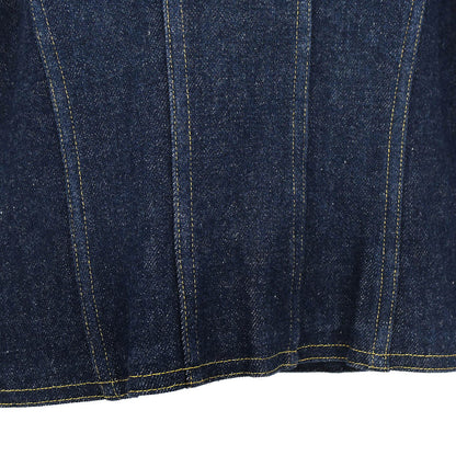 Chanel 1996 Single Breasted Collarless Denim Jacket Indigo #36