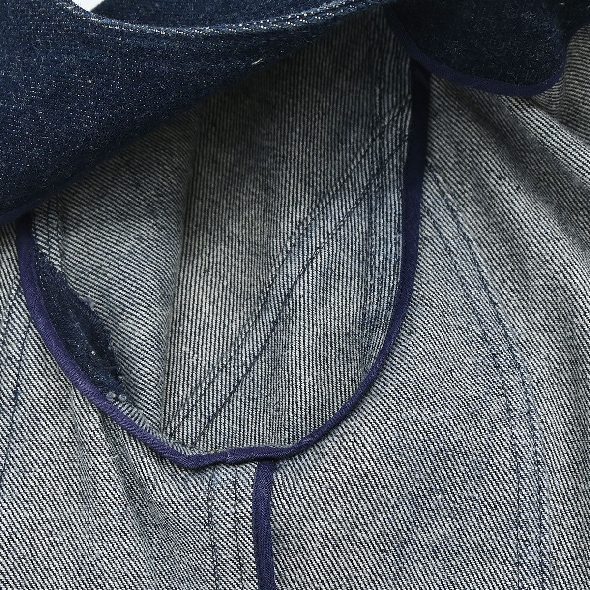 Chanel 1996 Single Breasted Collarless Denim Jacket Indigo #36