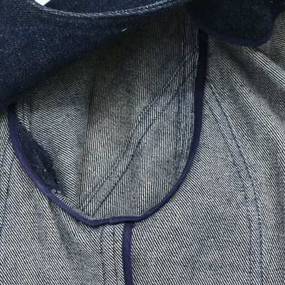 Chanel 1996 Single Breasted Collarless Denim Jacket Indigo #36
