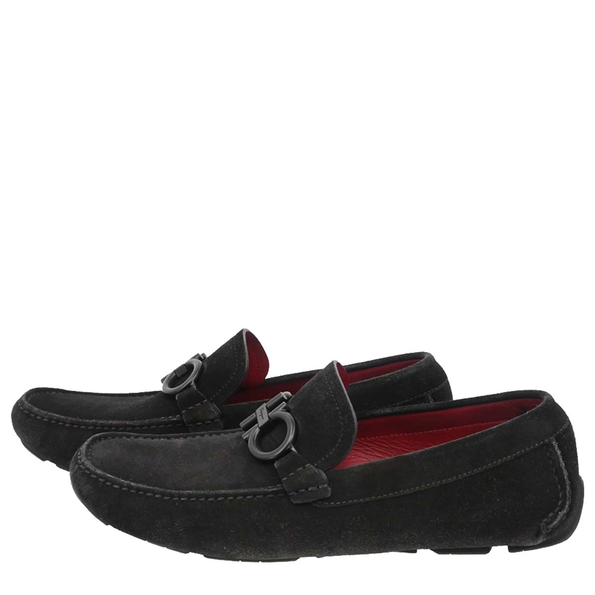 Salvatore Ferragamo * Gancini Pumps Black Suede Shoes 00 #6 1/2 EE
