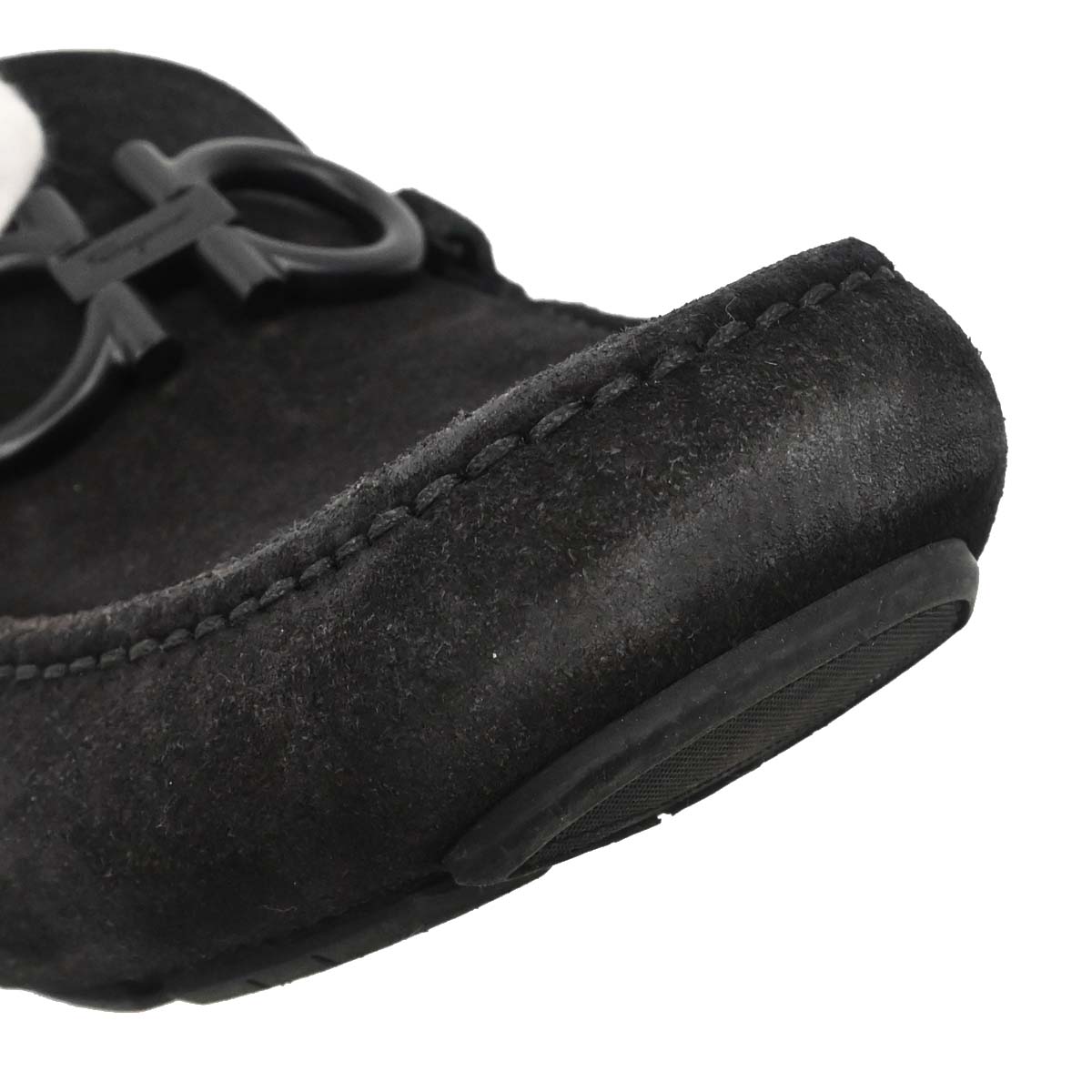 Salvatore Ferragamo * Gancini Pumps Black Suede Shoes 00 #6 1/2 EE
