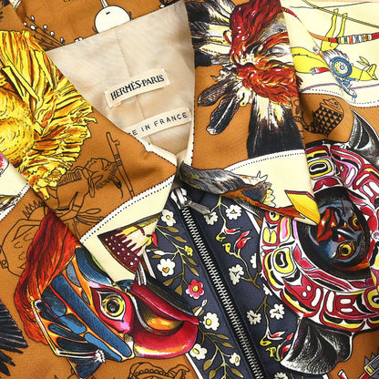 Hermes Zip-up Sleeveless Bomber Jacket Vest Brown #38