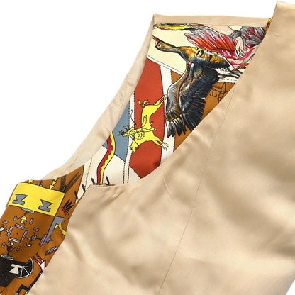 Hermes Zip-up Sleeveless Bomber Jacket Vest Brown #38