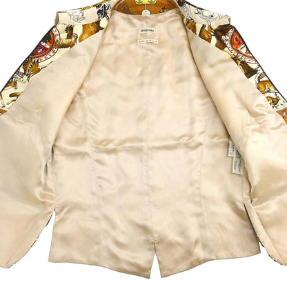 Hermes Zip-up Sleeveless Bomber Jacket Vest Brown #38