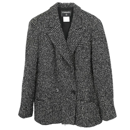 Chanel 2003 Double Breasted Tweed Jacket Black #46