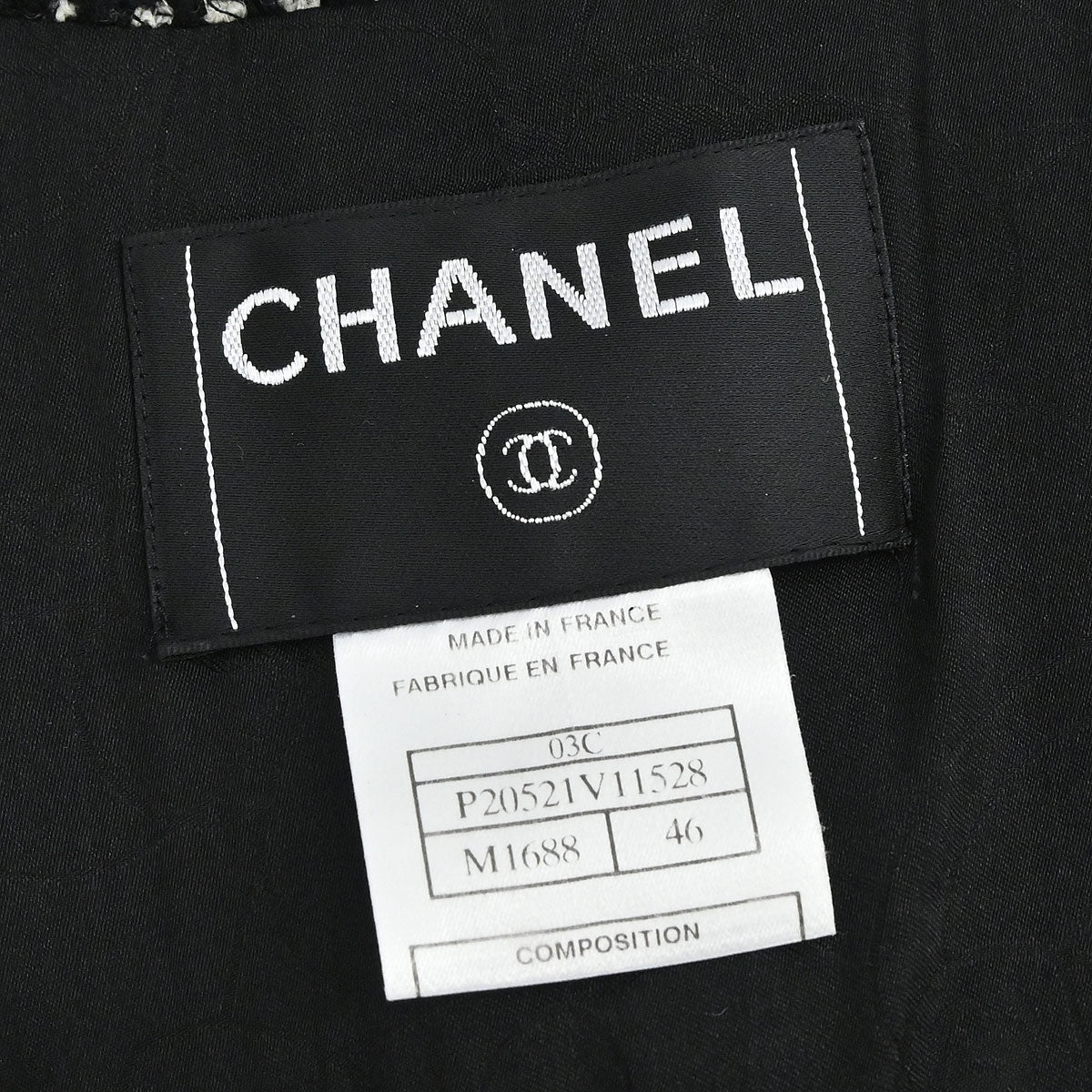 Chanel 2003 Double Breasted Tweed Jacket Black #46