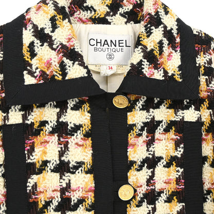 Chanel Setup Suit Jacket Skirt Tweed White #34