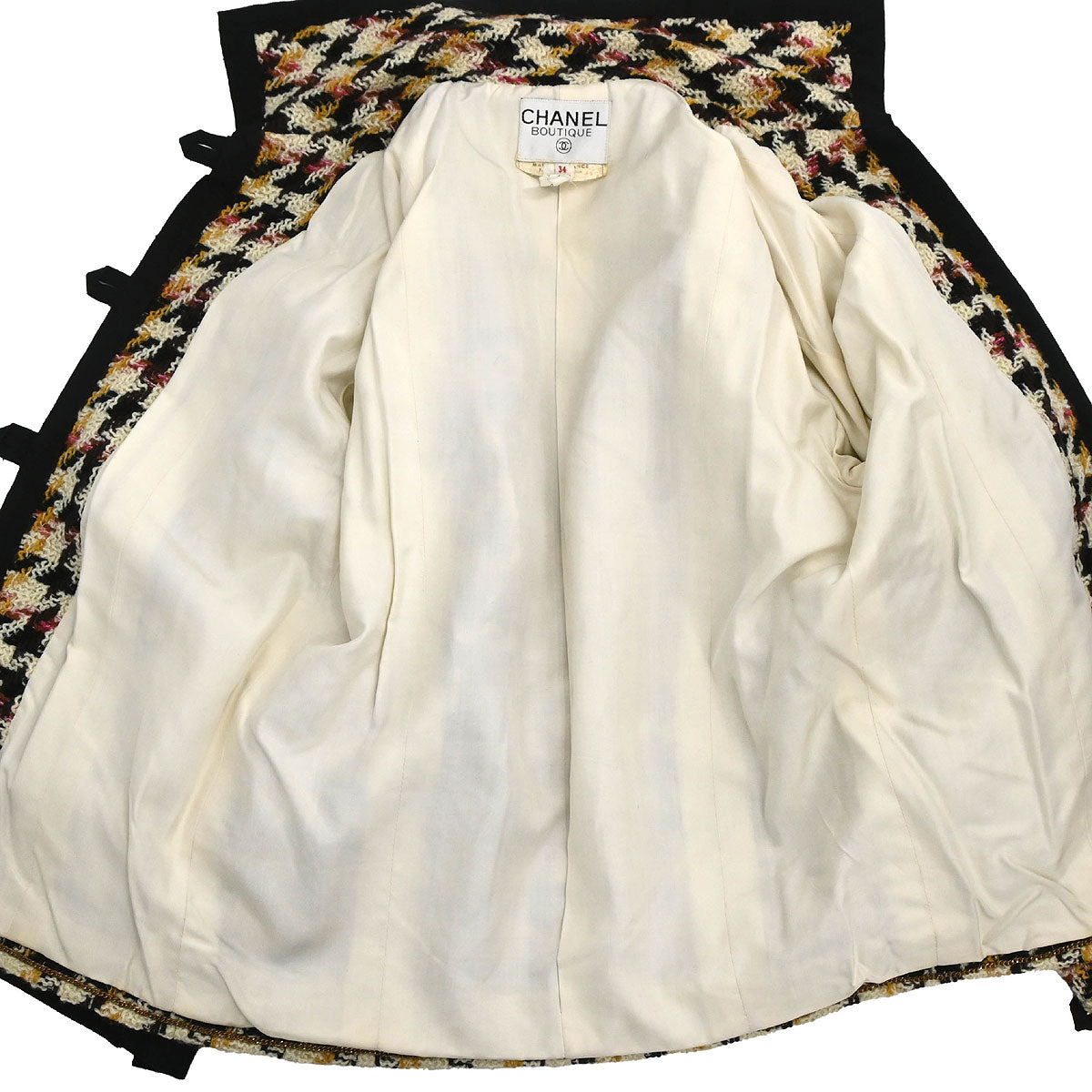 Chanel Setup Suit Jacket Skirt Tweed White #34