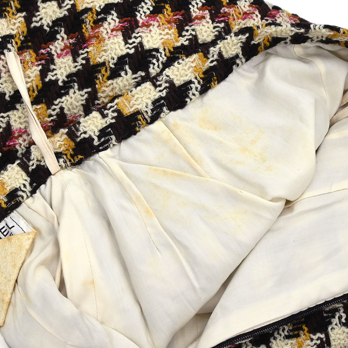 Chanel Setup Suit Jacket Skirt Tweed White #34