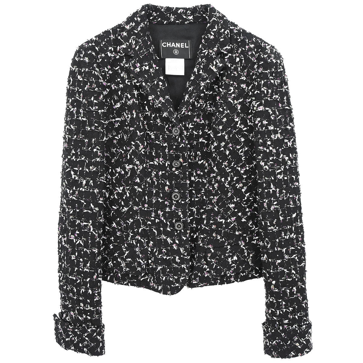 Chanel 2006 Single Breasted Tweed Jacket Black #36