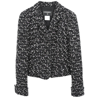 Chanel 2006 Single Breasted Tweed Jacket Black #36