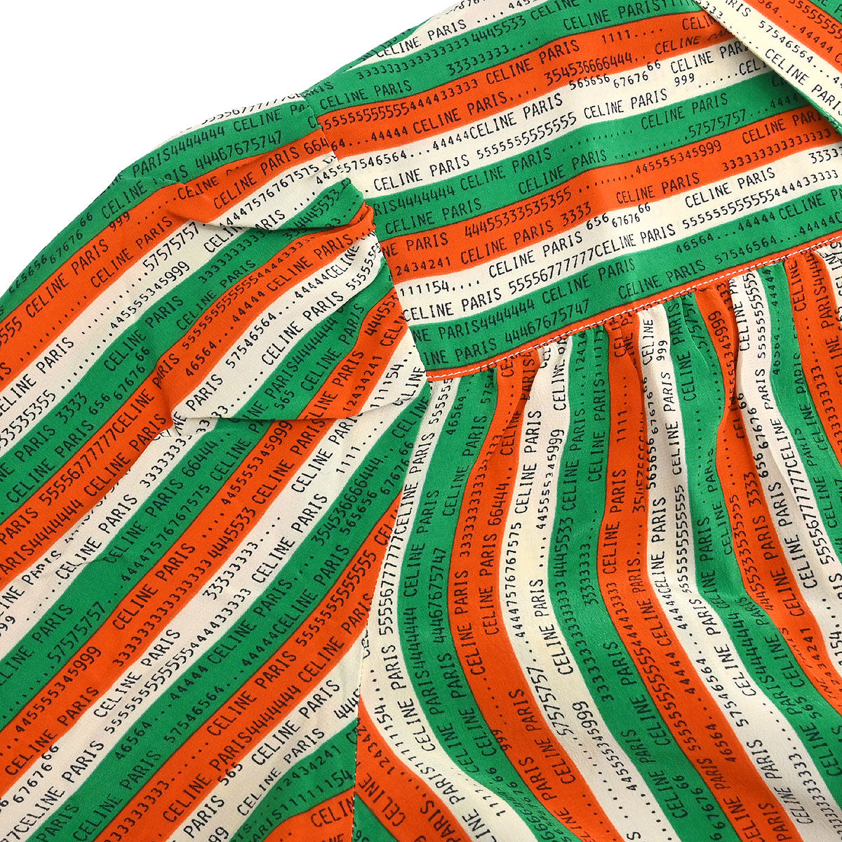 Celine Blouse Shirt Orange Green #40