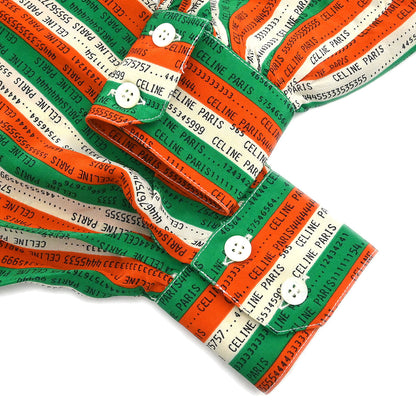 Celine Blouse Shirt Orange Green #40