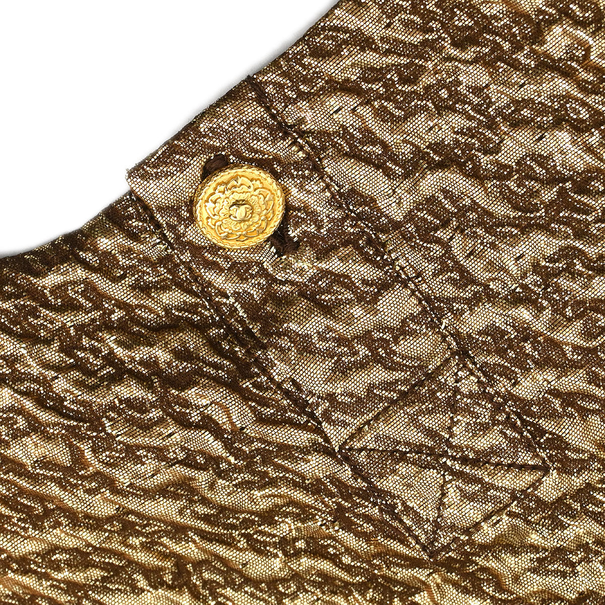 Chanel 1996 Set Tweed Jacket Sleeveless Top Brown Gold #44