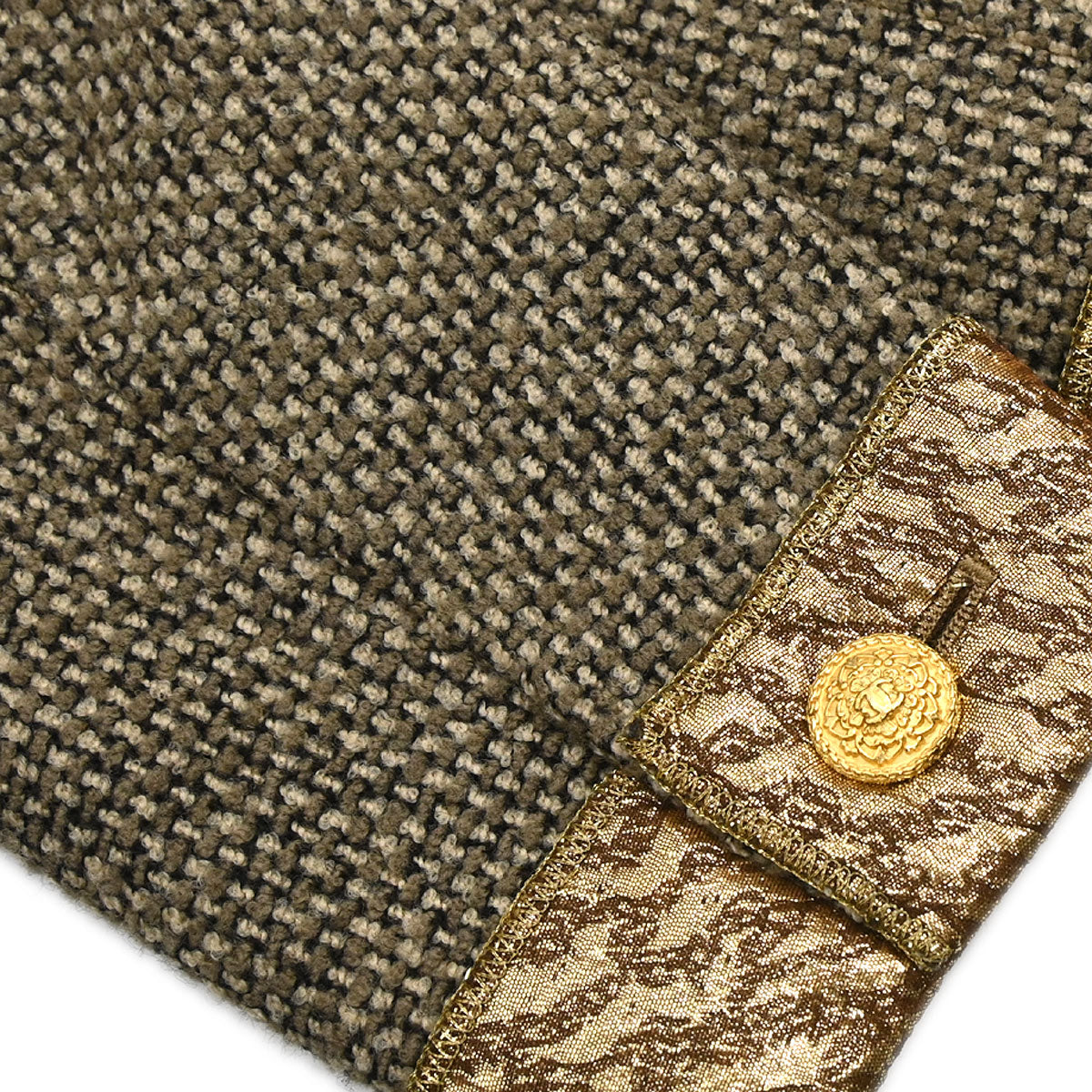 Chanel 1996 Set Tweed Jacket Sleeveless Top Brown Gold #44