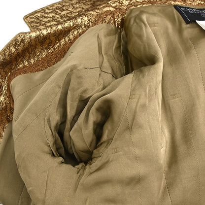 Chanel 1996 Set Tweed Jacket Sleeveless Top Brown Gold #44