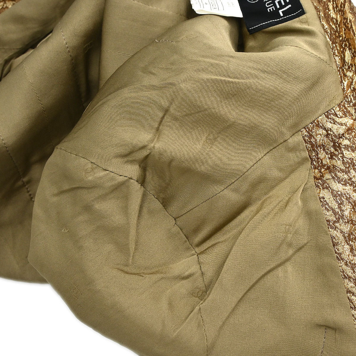 Chanel 1996 Set Tweed Jacket Sleeveless Top Brown Gold #44