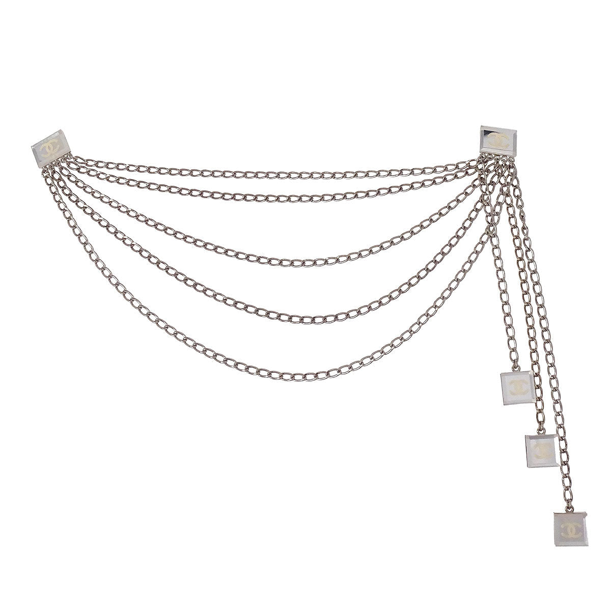 Chanel Silver Chain Charm Clip Brooch 03C