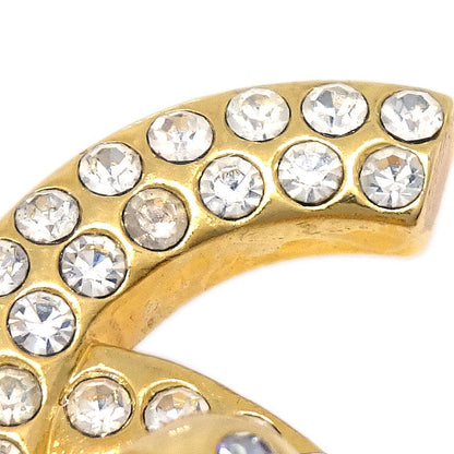 Chanel CC Turnlock Rhinestone Charm Brooch Pin Gold 96A