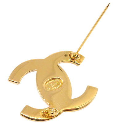 Chanel CC Turnlock Rhinestone Charm Brooch Pin Gold 96A