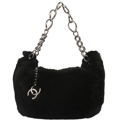 Chanel Black Lapin Fur Handbag
