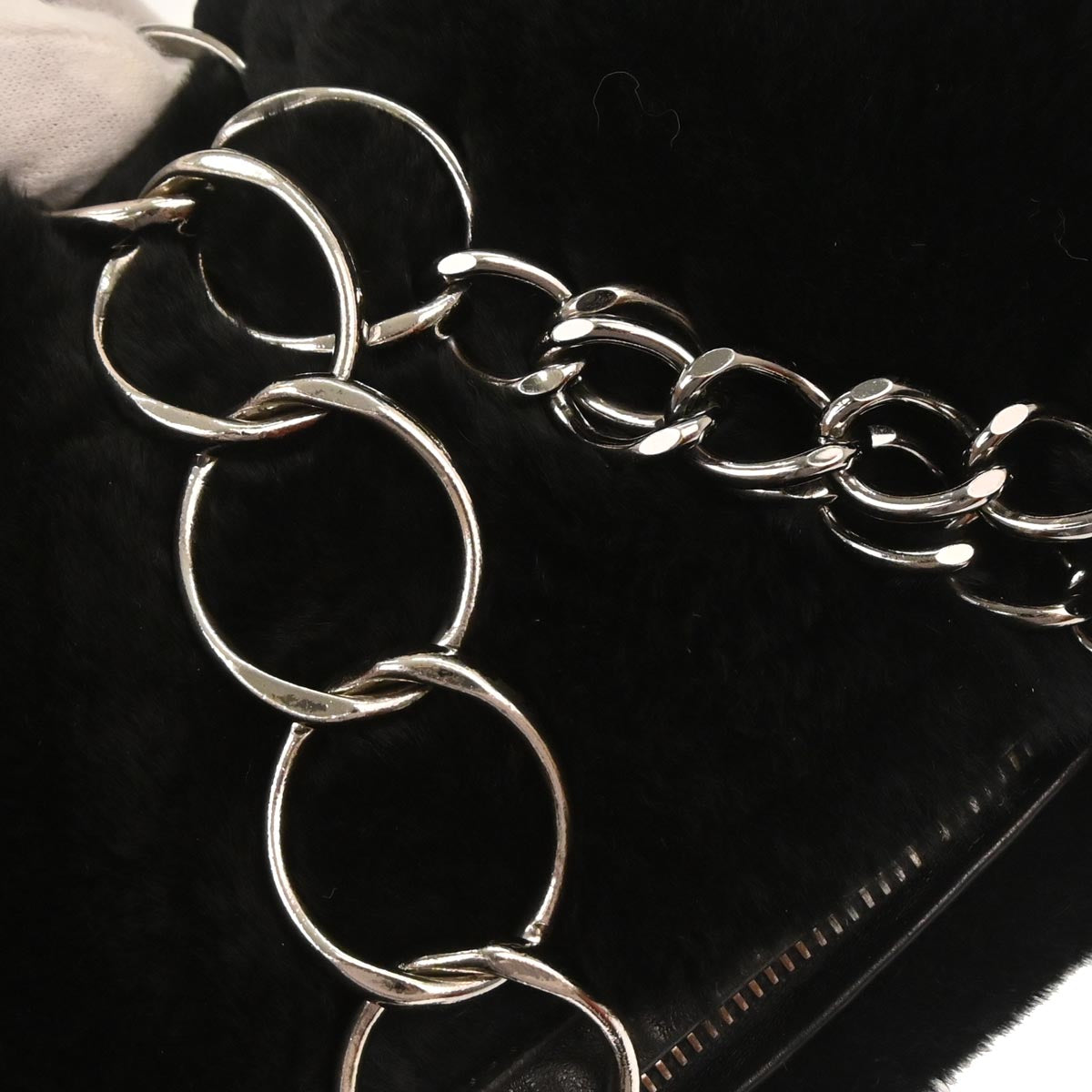 Chanel Black Lapin Fur Handbag