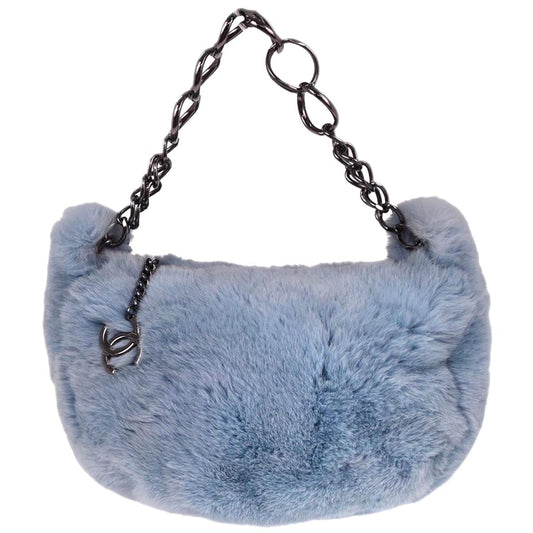 Chanel Blue Lapin Fur Handbag