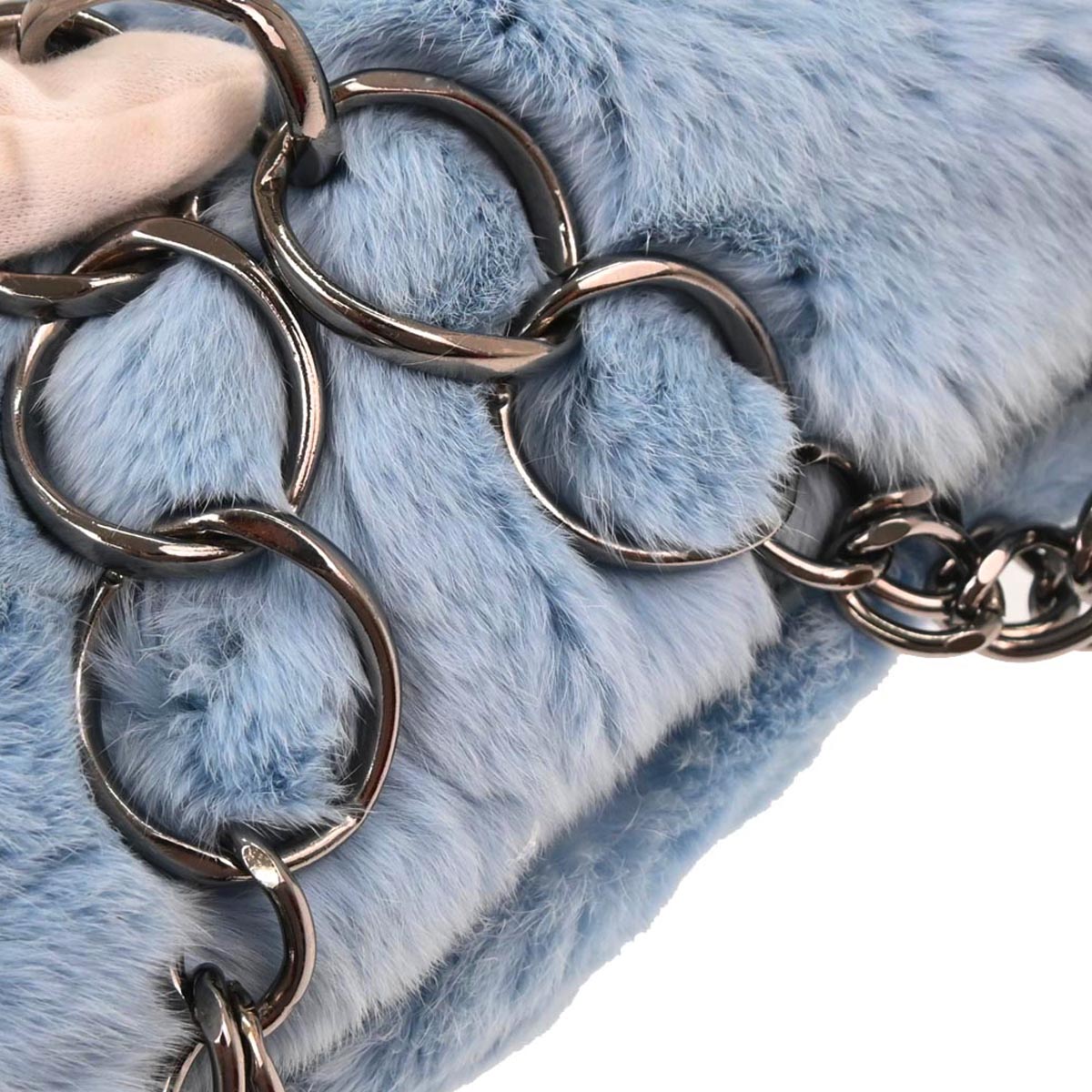 Chanel Blue Lapin Fur Handbag