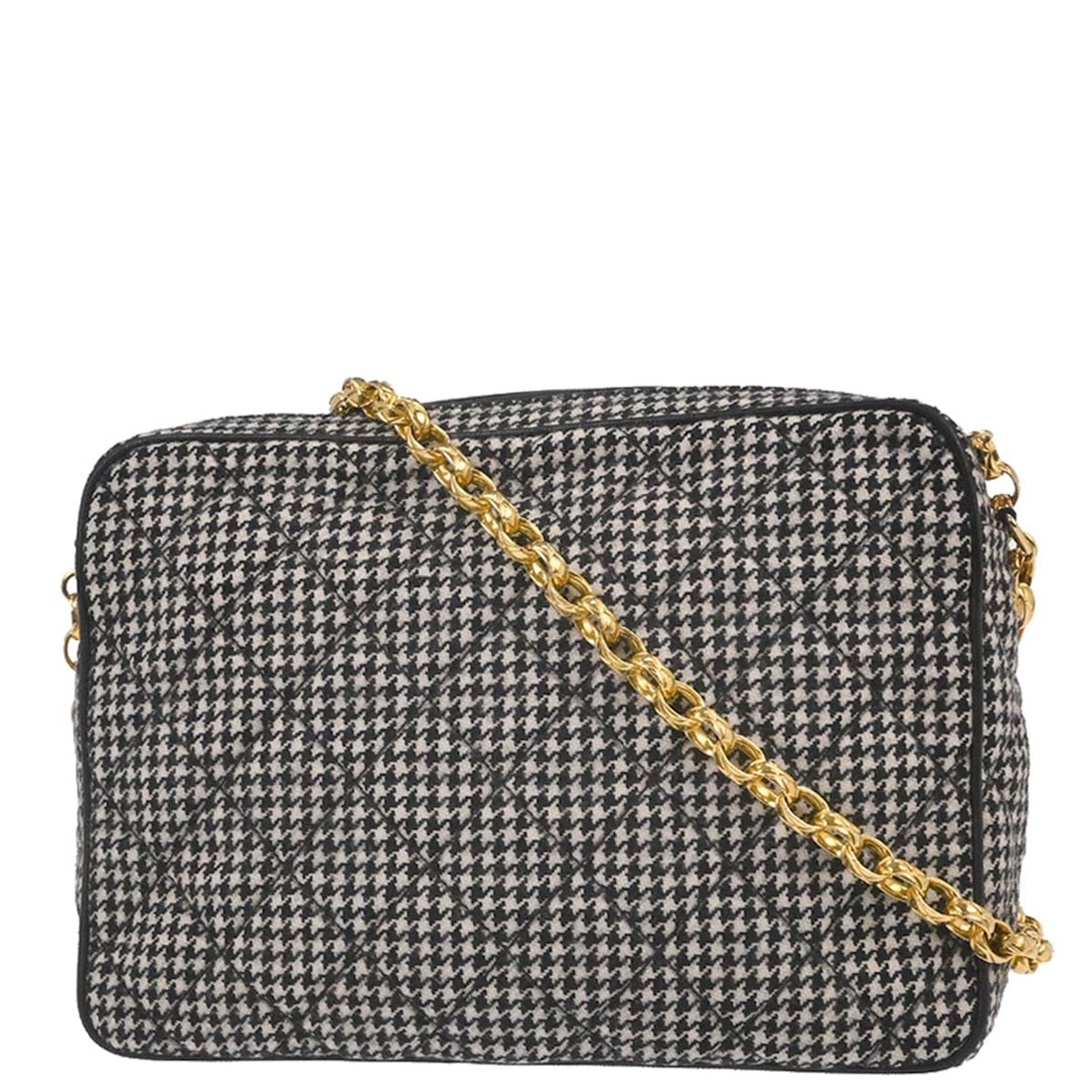 Chanel Black Tweed Houndstooth Camera Bag Small