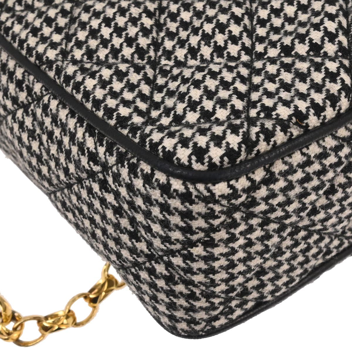 Chanel Black Tweed Houndstooth Camera Bag Small