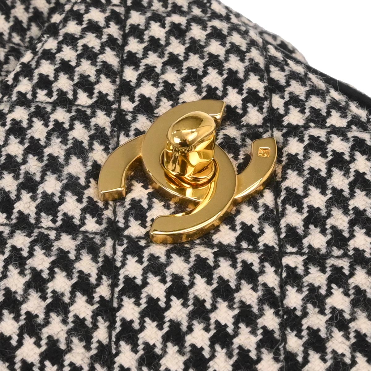 Chanel Black Tweed Houndstooth Camera Bag Small