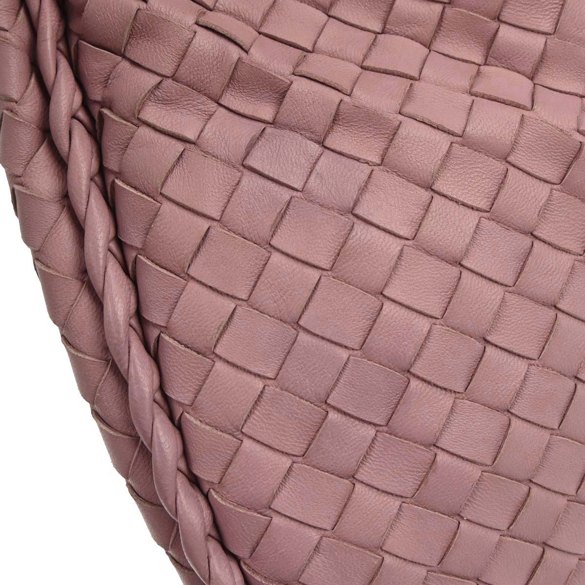 Bottega Veneta Pink Lambskin Intrecciato Hobo Handbag