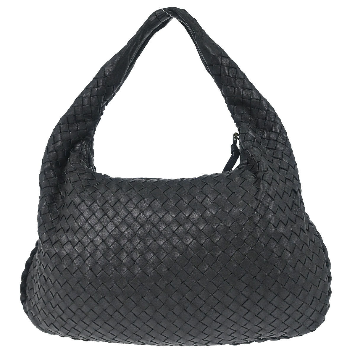 Bottega Veneta Black Lambskin Intrecciato Hobo Handbag
