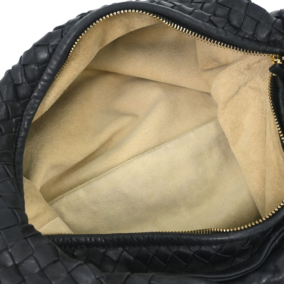 Bottega Veneta Black Lambskin Intrecciato Hobo Handbag