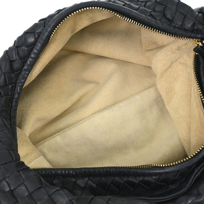 Bottega Veneta Black Lambskin Intrecciato Hobo Handbag