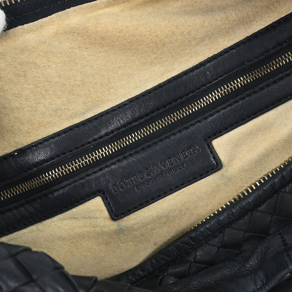 Bottega Veneta Black Lambskin Intrecciato Hobo Handbag