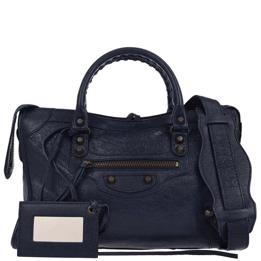 Balenciaga Navy Goatskin City Small 2way Shoulder Handbag